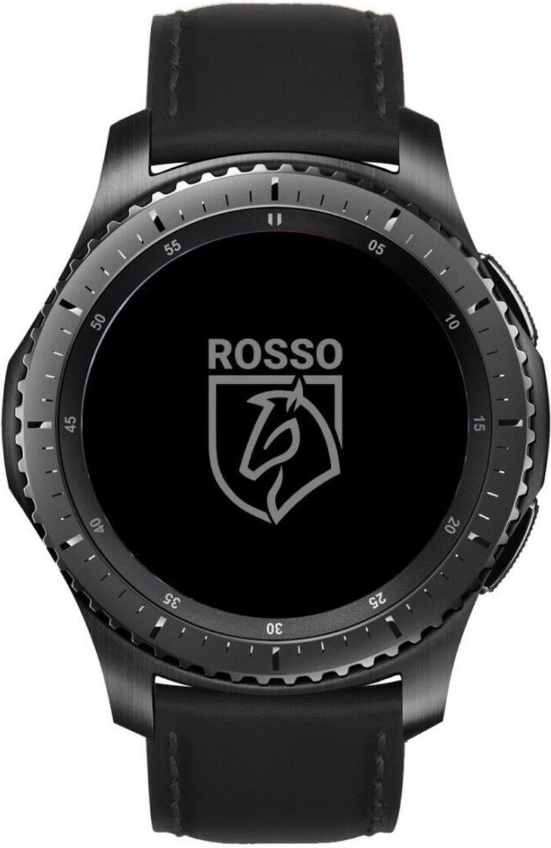 Rosso Deluxe Universeel Smartwatch/Horloge Bandje 18MM Echt Leer Zwart