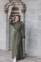 Nur Boutique Abaya Hira - groen/kaki - maat 42-44 (maat 2) - Islamitische kleding - Bedekte kleding - Gebedskleding - Moslima