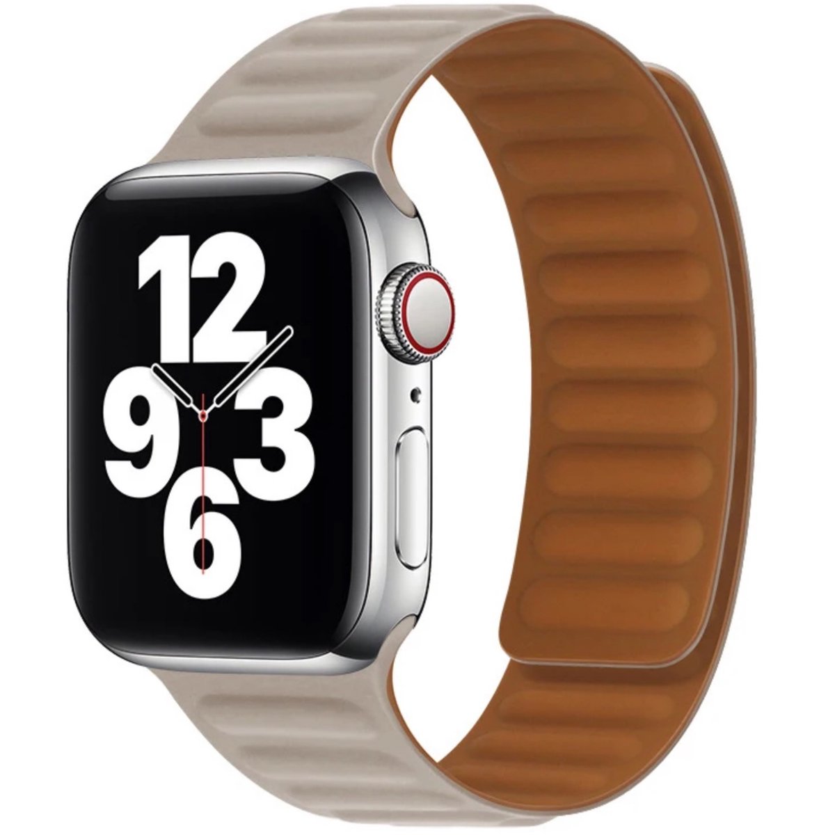 Geschikt voor Apple Watch -horlogebandje- echt leer-modern ribbel design-maat 42-44-45-49mm- magnetische sluiting