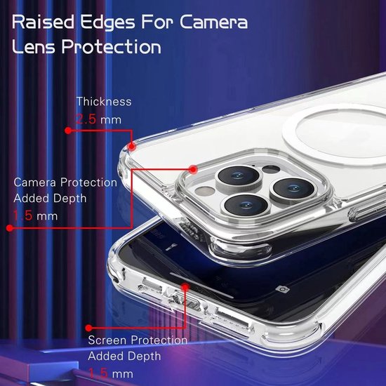 Coque arrière magnétique anti-choc de qualité Premium - Chargement sans fil - Convient pour Apple iPhone 15 Pro - Zwart