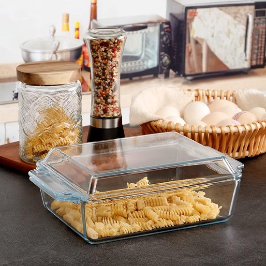 Set van 4 glazen bakschotel, lasagne schotel set