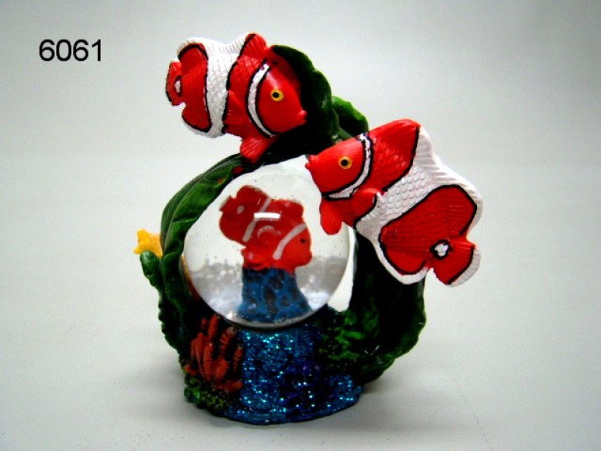 Sneeuwbol anemoonvisjes – Decoratie – Polyresin/glas – 10 cm