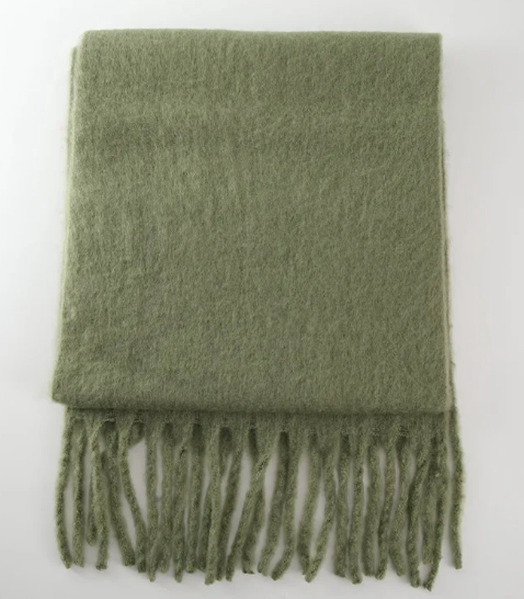 Sjaal Light Army green / Fluffy sjaal met franjes / chunky fluffy scarfs / accessoires dames Sjaal / wintersport / fluffy sjaal / fluffy scarf