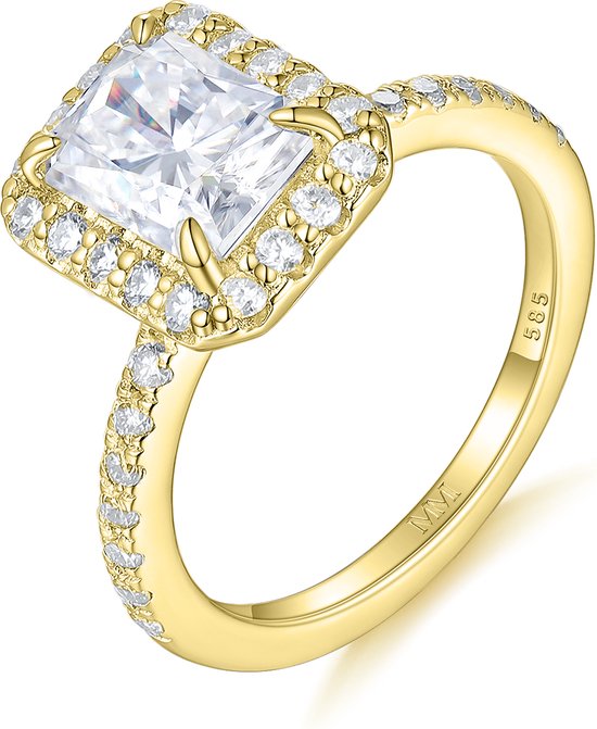 Esmeralda – Bague moissanite Ring émeraude en serti halo – 1 carat