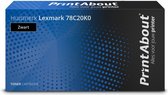 PrintAbout huismerk Toner 78C20K0 Zwart geschikt voor Lexmark