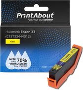 PrintAbout huismerk Inktcartridge 33 (C13T33444012) Geel geschikt voor Epson