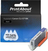 PrintAbout huismerk Inktcartridge CLI-571BK Zwart geschikt voor Canon
