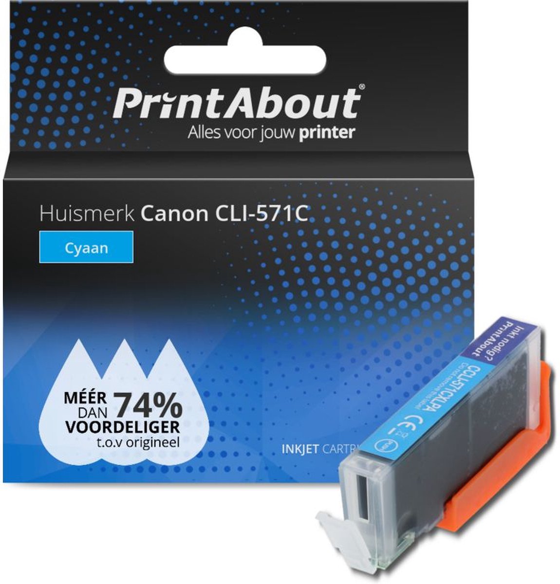 PrintAbout huismerk Inktcartridge CLI-571C Cyaan geschikt voor Canon