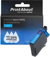 PrintAbout huismerk Inktcartridge 502XL (C13T02W24010) Cyaan Hoge capaciteit geschikt voor Epson