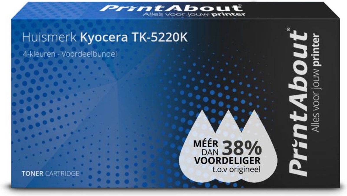PrintAbout huismerk Toner TK-5220K 4-kleuren Voordeelbundel geschikt voor Kyocera