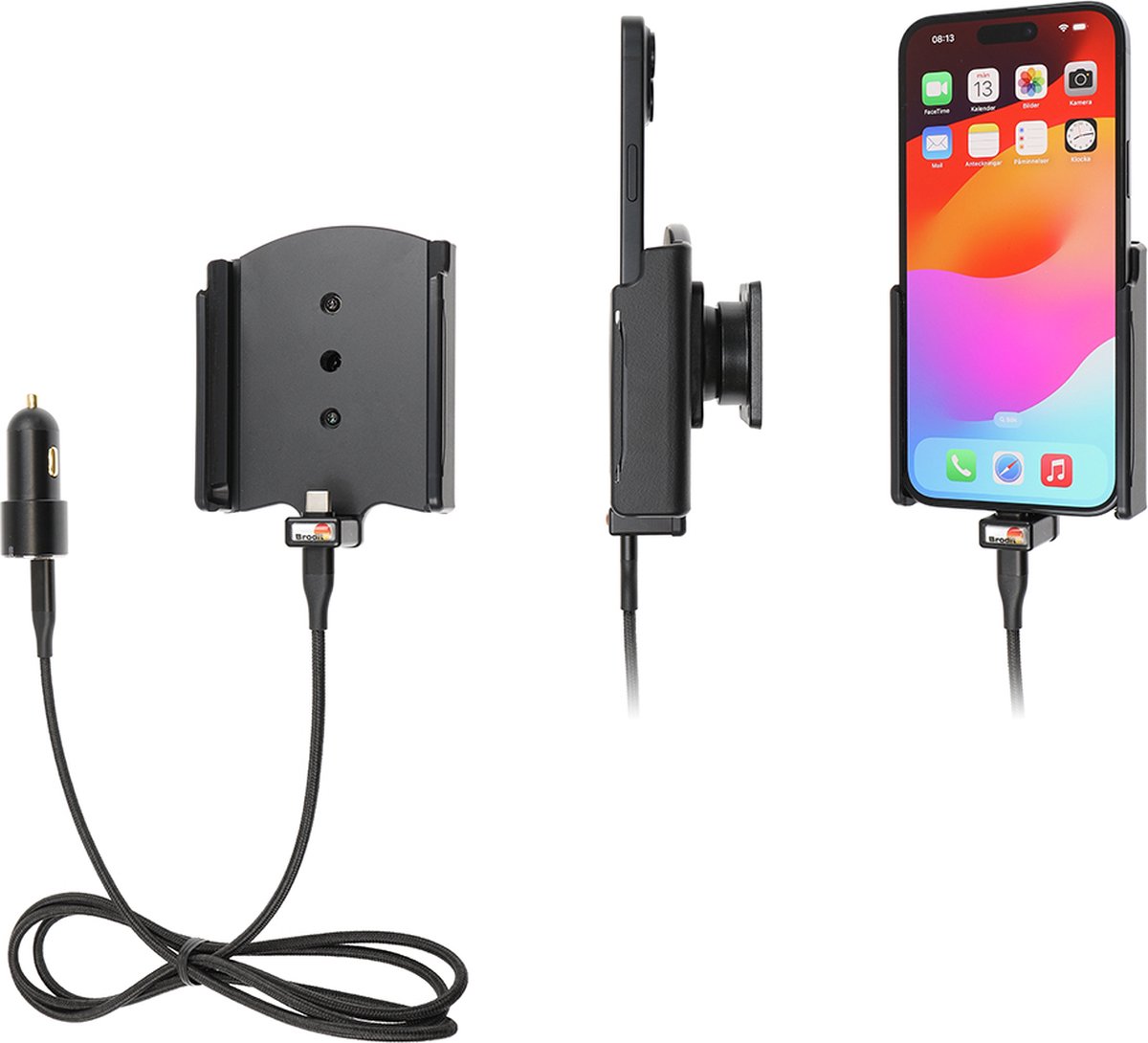 Brodit houder/lader Apple iPhone 15 Plus USB sig.plug