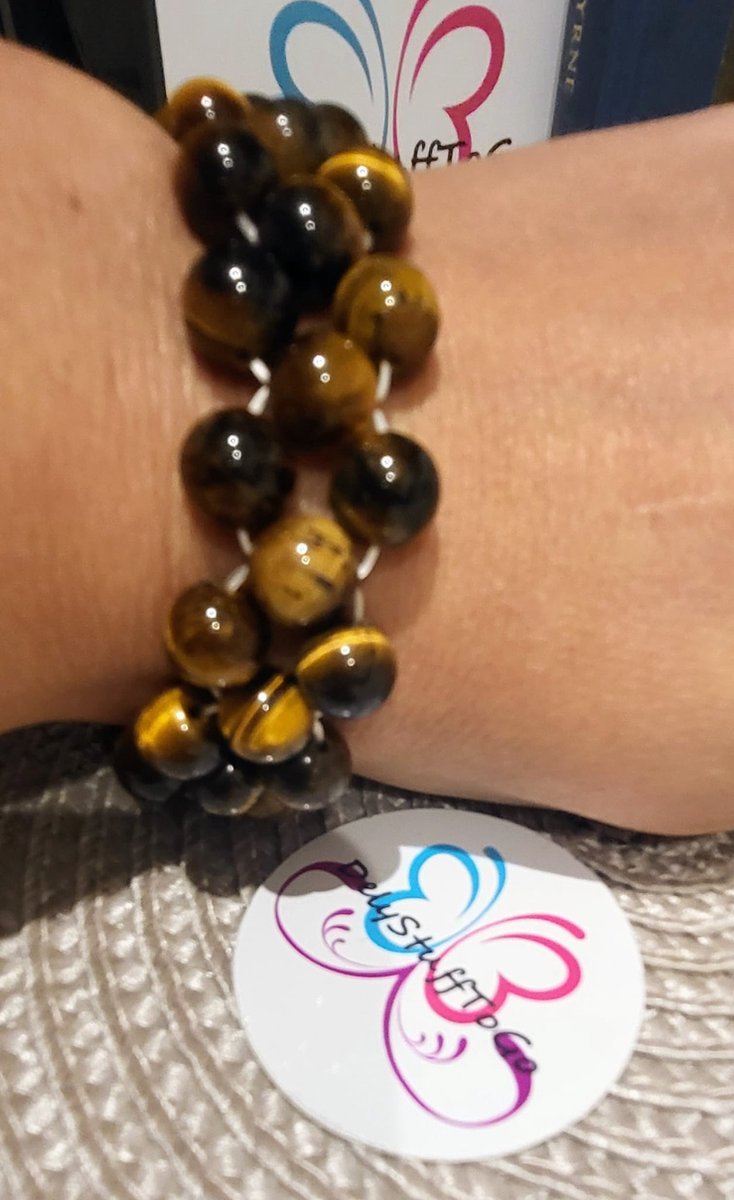 Tijgeroog armband (breed en elastisch)