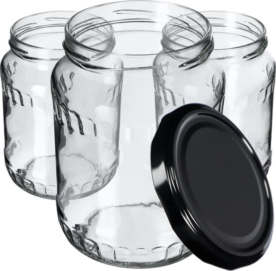 KADAX - Weckpotten, jampotten, 720 ml - inmaakpotten met deksel, glaze