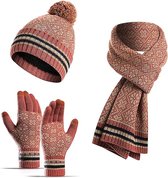 SHOP YOLO- Chapeau Homme - Chapeau d'hiver Écharpe - Set de Gants pour écran tactile 3 pièces Bonnet tricoté doux et chaud