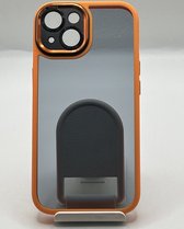 Coque arrière Luxe et robuste en silicone/acrylique avec protection d'appareil photo - Convient pour Apple iPhone 14 Plus / iPhone 15 Plus - Oranje/ Transparent
