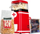 YUGN RETRO Machine à pop-corn avec 400 g de pop-corn - Machine à pop-corn nostalgique pour la maison - Machine à pop-corn - 1200 W - Couleur rouge - Accès eBook - Astuce cadeau - Sinterklaas