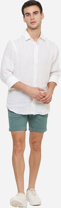 Mr Jac - Slim Fit - Heren - Korte Broek - Shorts - Garment Dyed - Pima Cotton - Donker Groen - Maat S