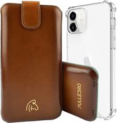 Pulledro - iPhone 12 (Pro) - Leder Pouch & BackCover - Ởlive Ƈognac