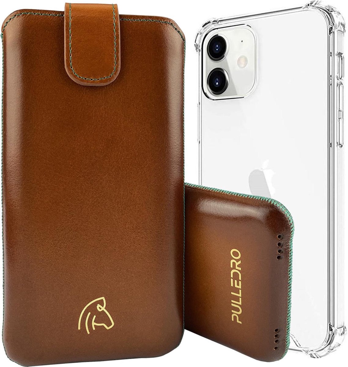 Pulledro geschikt voor iPhone 13 Pro Sleeve Leder Insteekhoesje met BackCover - Ởlive Ƈognac