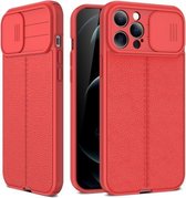 Litchi Texture Sliding Camshield TPU-beschermhoes voor iPhone 11 Pro (rood)