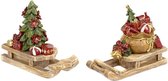 Goodwill Slee met Kerstboom en Tas Rood-Bruin 12,5 cm Voordeelassortiment van 2 stuks