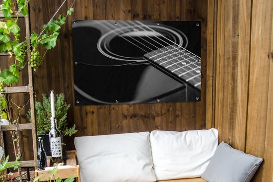 Affiche de jardin - Toile de jardin - Affiches extérieures - guitare acoustique - noir et blanc - Posters de jardin cm - Jardin