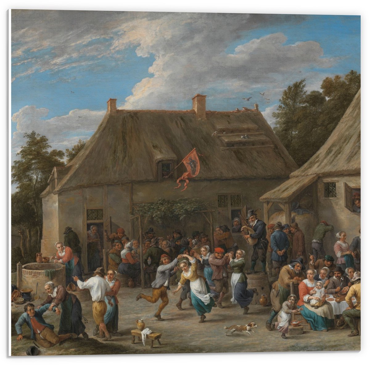 KuijsFotoprint Forex - Oude Meesters - Boerenkermis, David Teniers (II), ca. 1665 - 50x50cm Foto op Forex Bruin