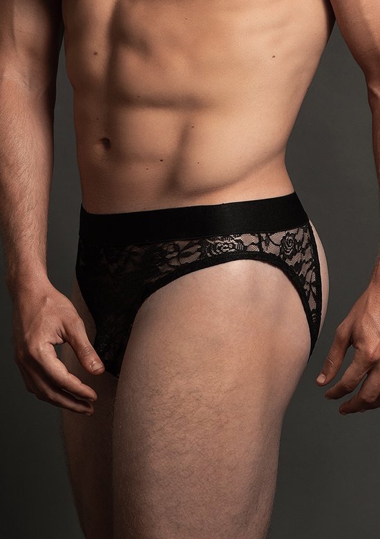 Lace Open Back Brief Black