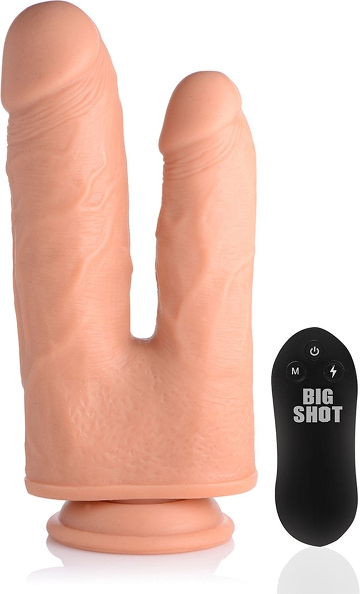 Goedkoopste Curve Toys Double Shot Vloeibare Siliconen Dubbele Penetratie Dildo - 20,5 cm flesh