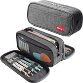 Grote Potlood Case Grote Capaciteit Potlood Tas Draagbare Kantoor Kantoorartikelen Make-up Tas Schoolbenodigdheden Geschikt voor Midden Middelbare School College Studenten Meisjes Jongens Tiener Opslag Organizer Gift (Grijs)