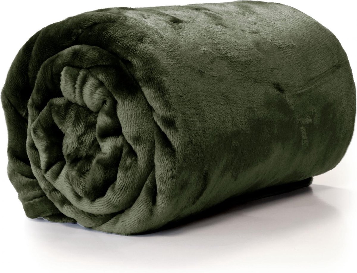 Unique Living D- Unique Living - Enzo plaid 130x180cm Deep Green Groen