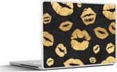 Laptop sticker - 12.3 inch - Patronen - Kiss - Goud - Zwart - 30x22cm - Laptopstickers - Laptop skin - Cover