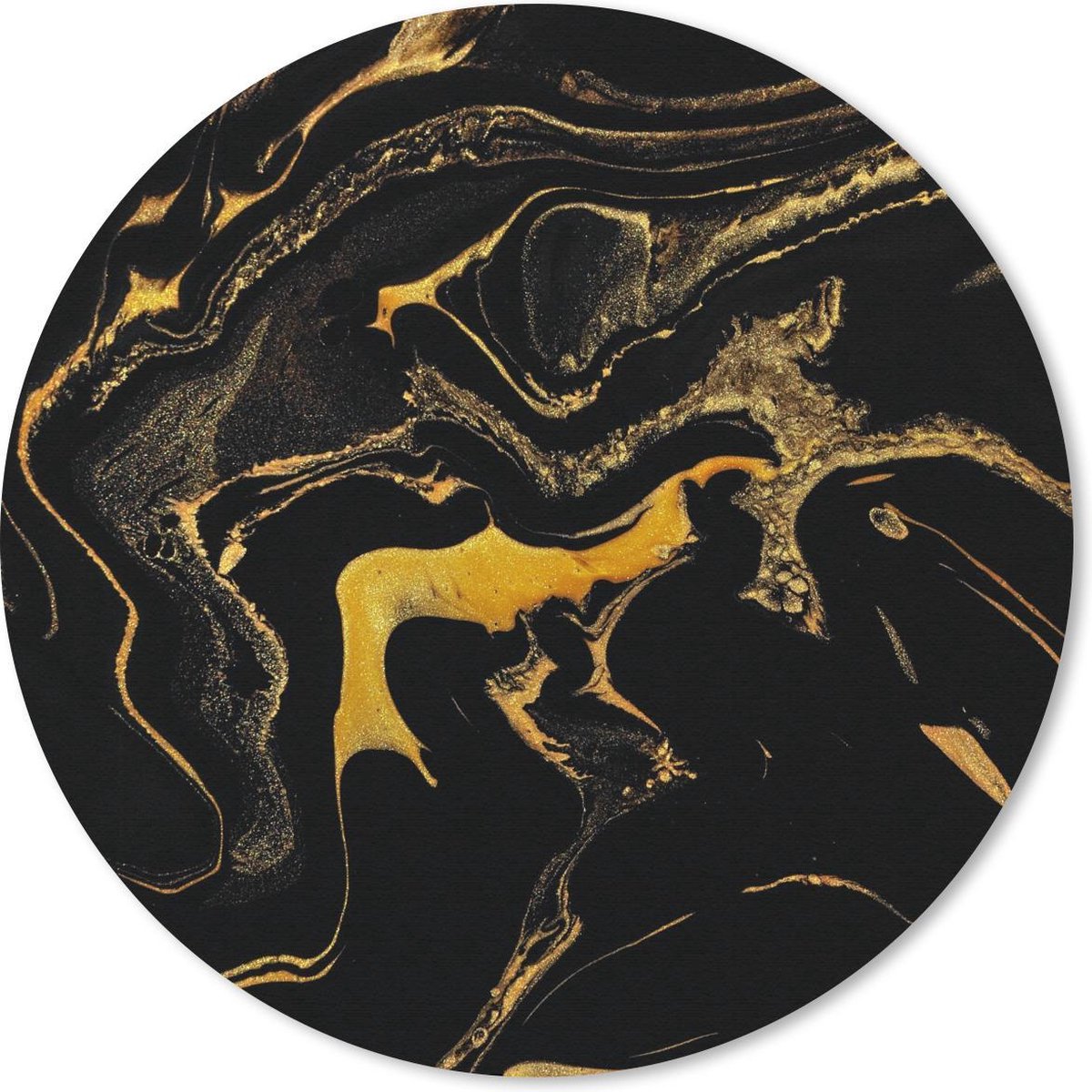 Muismat rond 30x30 cm - Mousepad Patronen - Verf - Goud - Zwart - Ronde muismatten