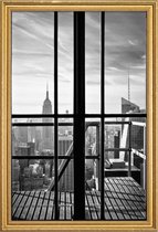 JUNIQE - Poster met houten lijst Een venster op de wereld -20x30