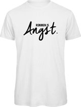 T-shirt Wit XL - Remmen is angst - zwart - soBAD. | Foute apres ski outfit | kleding | verkleedkleren | wintersport t-shirt | wintersport dames en heren