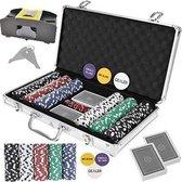 Complete pokerset met kaartenshufflelaar