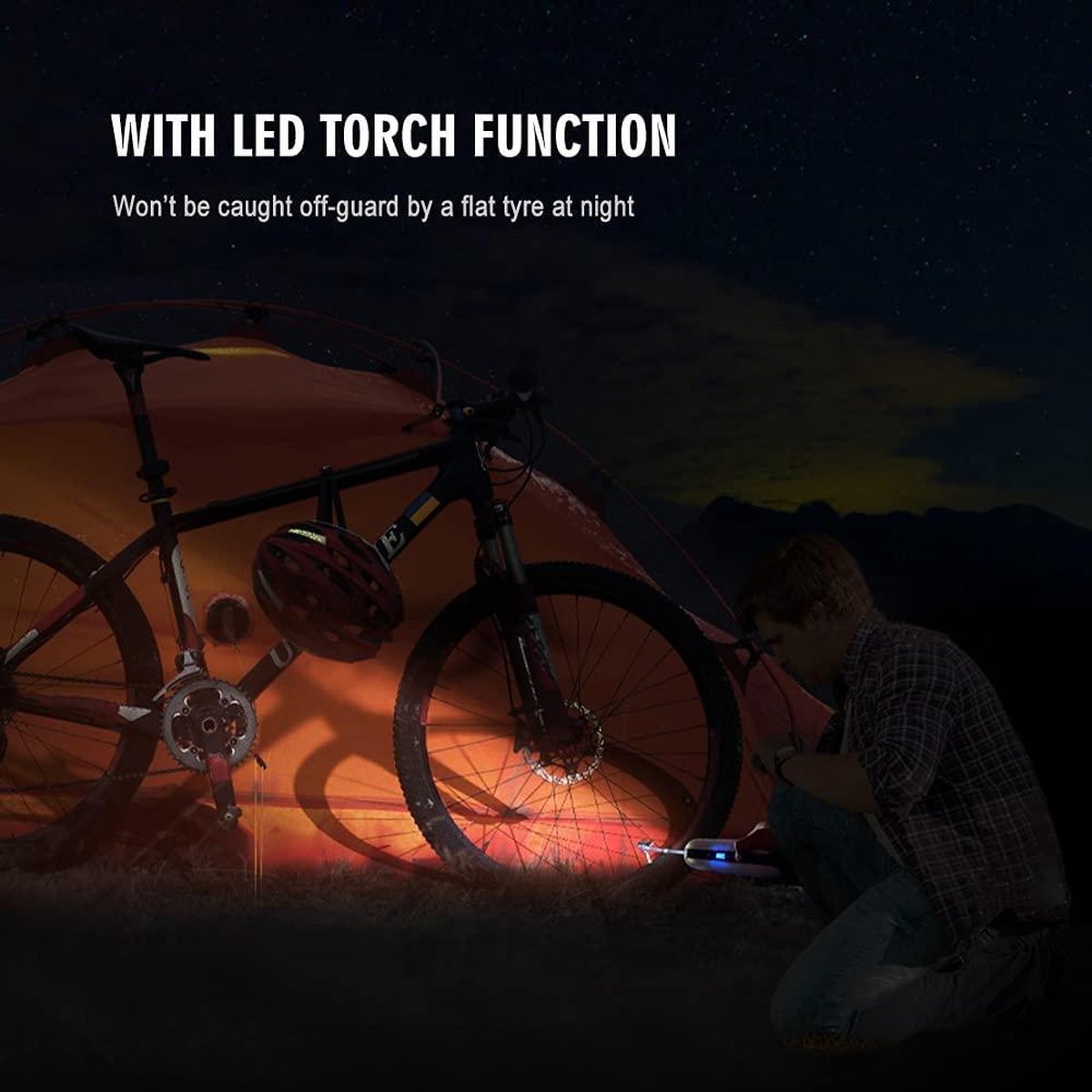 CYCPLUS I50 Elektrische Fietspomp - Draagbare Mini Luchtpomp Tot 150 PSI Met LCD, LED Licht, Powerbank & Zaklamp