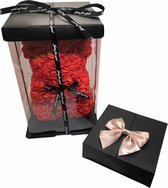 Flowerbox butterfly met Swarovski Druppel ketting met oorbellen en Rose Bear Red – Giftbox vrouwen – Valentijn – Moederdag cadeau - kado - Geschenkset - Cadeautje - Verjaardagscade