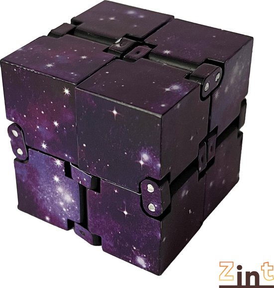 Zint Infinity Cube Galaxy Purple Fidget Toys Fidget Cube Stressbal Rust Bol Com