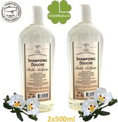 AMBER douche-shampoo 2x500ml | Marseille zeep | Bio | Zachte oriëntaalse geur.