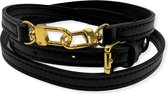 XARI COLLECTIONS - Zwart Leder Hengsel - Goud hardware - 1.2cm breed - Verstelbaar hengsel voor handtas - Leren hengsel los voor tas - Crossbody Strap / Vervang tashengsel voor over de schoud