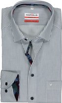 MARVELIS modern fit overhemd - marine blauw met wit gestreept (contrast) - Strijkvrij - Boordmaat: 43