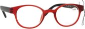 Ronde leesbril + 2.00 Rood/zwart (Pharmaglasses)