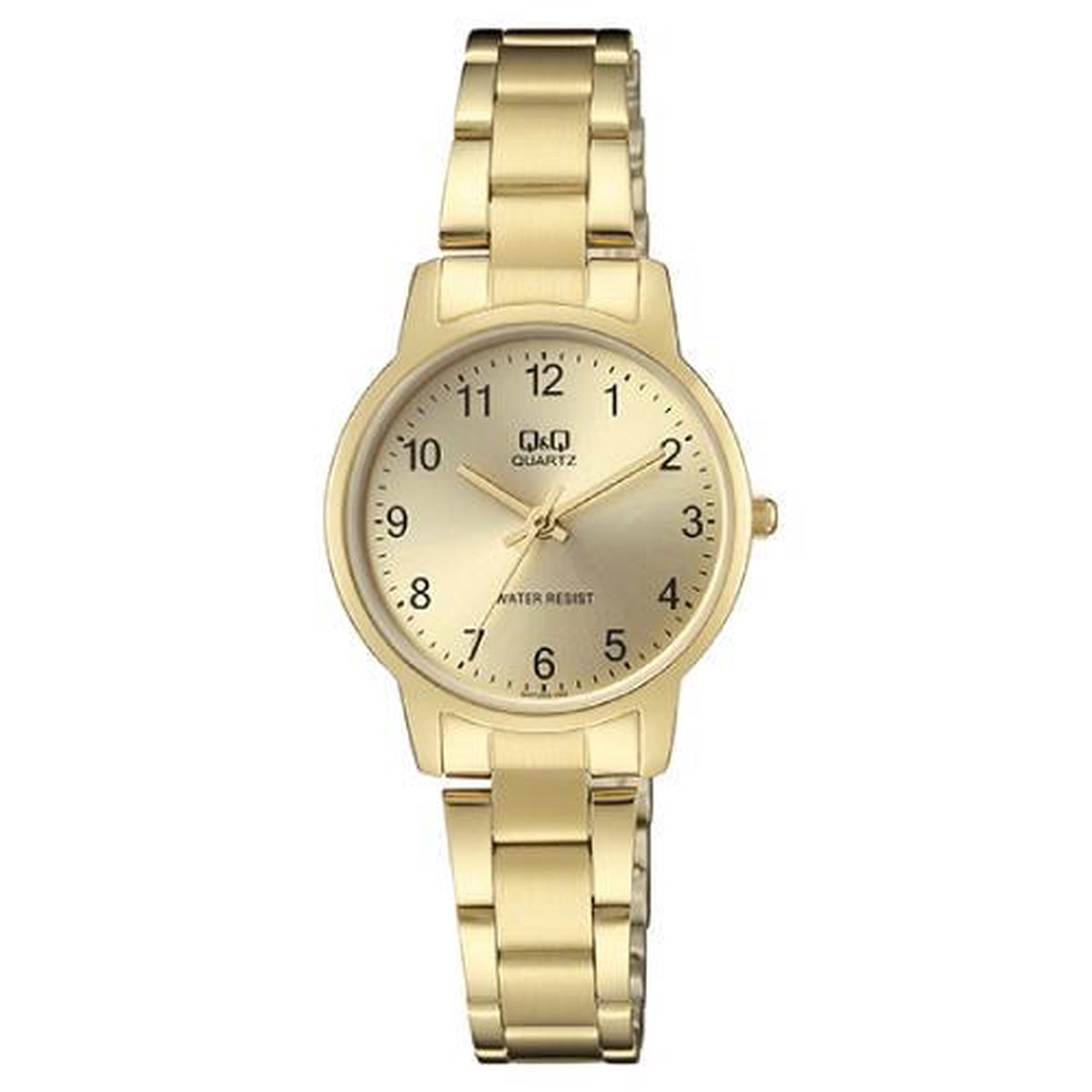 QQ QA47J003Y - Horloge - Analoog - Dames - Vrouwen - stalen band - Rond - Metaal - Cijfers - Goudkleurig - 3ATM