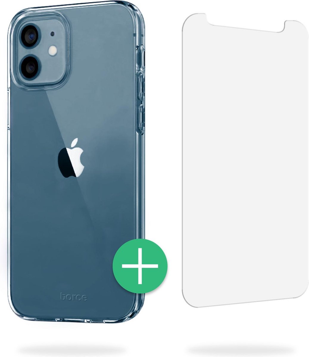 TORCE iPhone 12 Hoesje - Case Transparant + Glass Screenprotector - TORCE