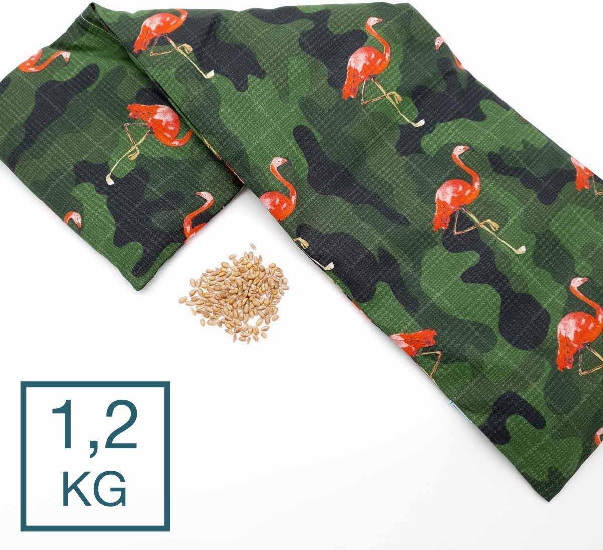 Goedkoopste Verzwaringskussen Met Pit! - Wasbare hoes - 8 Compartimenten - 1.2 kg - Tevens warmtekussen en coldpack - Fijne diepe druk - Leger Flamingo