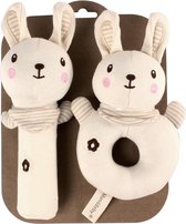 Nixnix - Rammelaar set van Biologisch katoen - Konijnen - Cadeautip - Baby speelgoed - Nordic