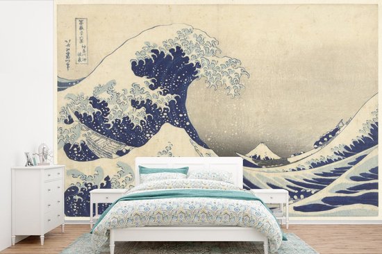 Behang - Fotobehang De grote golf bij - Schilderij van Katsushika Hokusai - Breedte 600 cm x hoogte 400 cm | bol.com