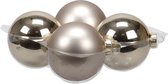 4x stuks kerstversiering kerstballen licht champagne (autumn blonde) van glas - 10 cm - mat/glans - Kerstboomversiering