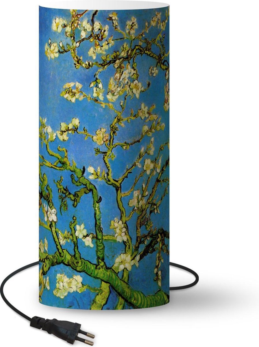 Lamp - Nachtlampje - Tafellamp slaapkamer - Amandelbloesem - Vincent van Gogh - 33 cm hoog - Ø14.3 cm - Inclusief LED lamp